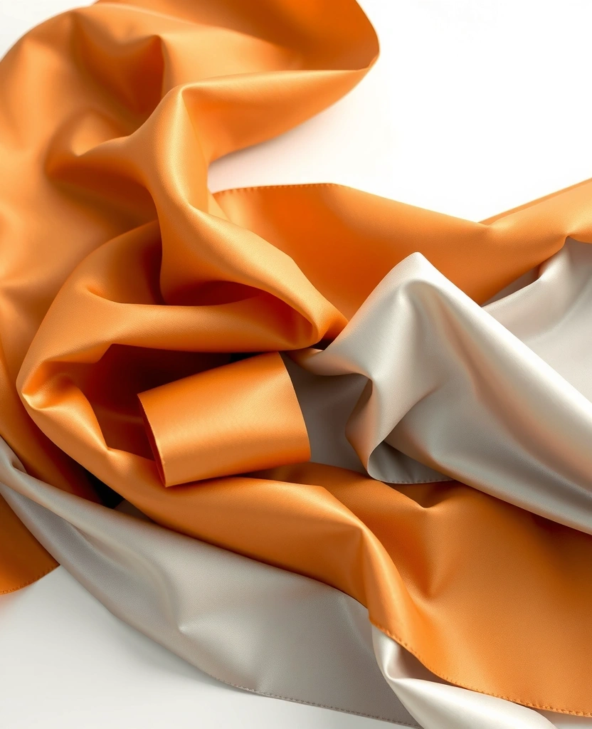 Abstrakcyjna kompozycja szlachetnych tkanin w kolorze ochry i platyny